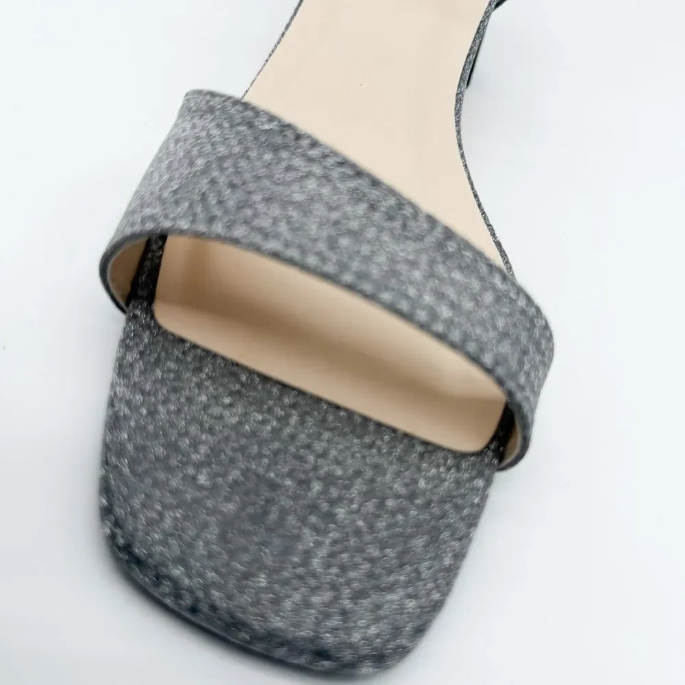 Touch Ups Lilibet Ankle Strap Dress Heeled Sandals Open Toe Silver 8.5 Wide NEW